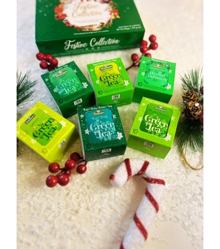 Stassen Festive Collection Premium dāvanu komplekts ar dažādu zaļo tēju paciņās, 95g