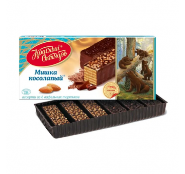 Vafeļu kūka "Lācītis ar kauliem" ar riekstiem dāvanu kastītē, 220g