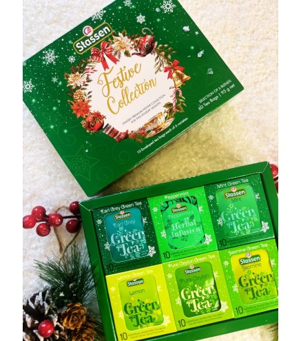 Stassen Festive Collection Premium Gift Set of Assorted Green Tea Bags, 95g