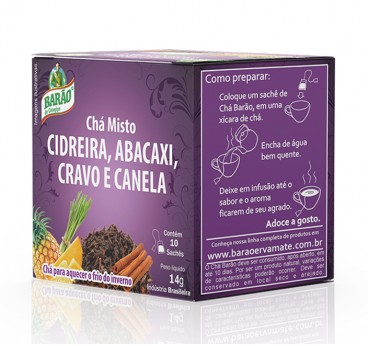 Barao Cidreira te, pineapple, cloves and cinnamon tea, 10 tea bags, 14g