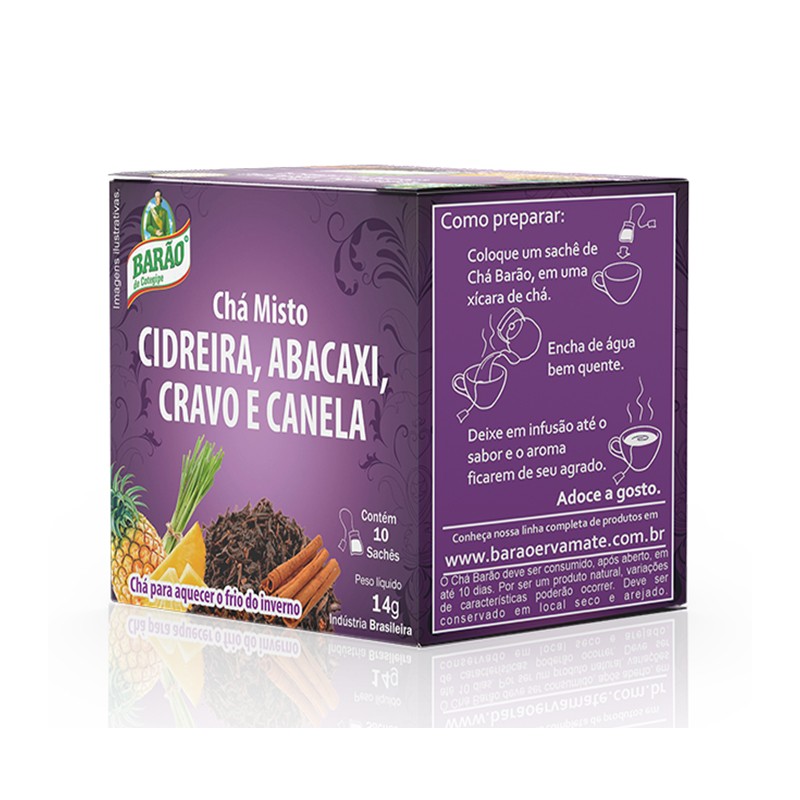 Barao Tea with lemongrass, pineapple, cloves and cinnamon, 10 tea bags, 14g Barao Tea with lemongrass, pineapple, cloves and cinnamon, 10 tea bags, 14g