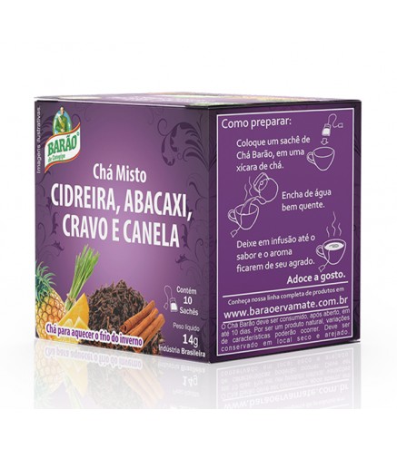 Чай Barao Cidreira с ананасом, гвоздикой и корицей, 10 пакетиков, 14 г