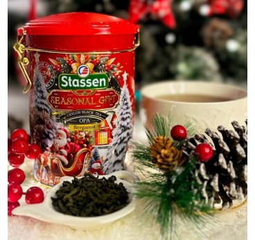 Stassen Seasonal Gift Earl Grey чёрный чай с бергамотом 300г Новогодняя жестяная банка