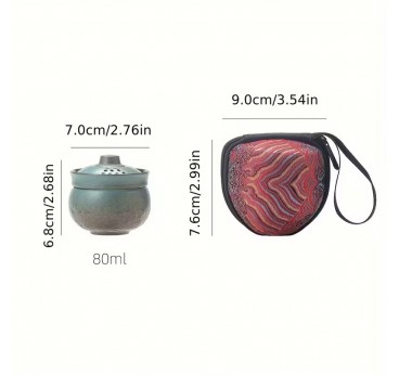 WEN ZHE Mini Ceramic Tea Set with Case - gaiwan and 1 cup