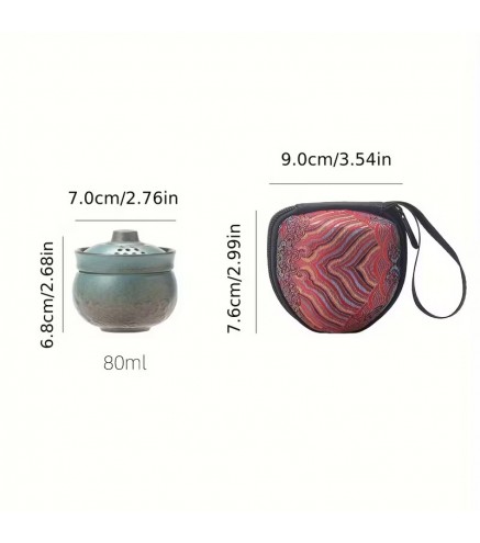 WEN ZHE Mini Ceramic Tea Set with Case - gaiwan and 1 cup