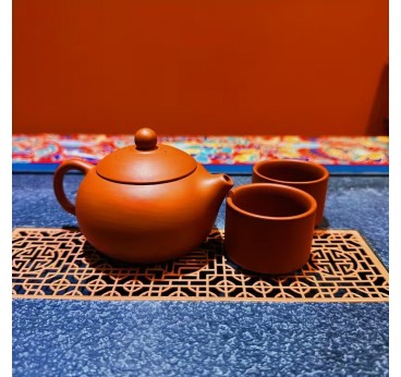 3pcs Premium Handcrafted Clay Tea Set - Includes Xishi Pot & 2 Cups