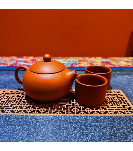 3pcs Premium Handcrafted Clay Tea Set - Includes Xishi Pot & 2 Cups