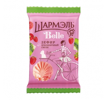 Zefīri "Udarnitsa", "Sharmel" "Belle" ar meža zemeņu smūtija garšu 150 g