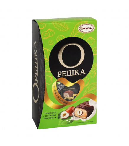 Oreshka candies with whole hazelnuts and cream flavor in a 150g gift box