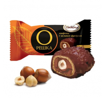 Oreshka chocolate-flavored whole hazelnut candies, 150g