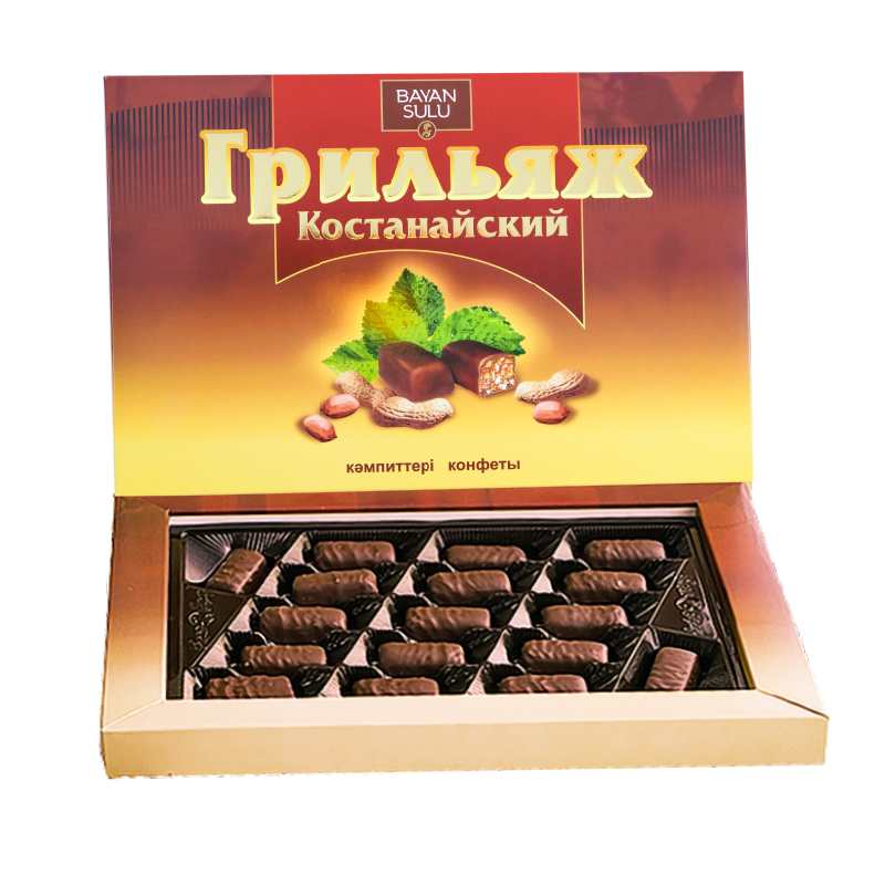 Šokolādes konfektes "BAYAN SULU" "Kostanajas Griļjāža" dāvanu kastītē 215 g