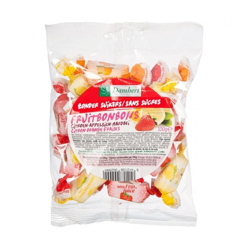 Мягкие жевательные конфеты «Фрукты» Damhert Fruit Bonbons без сахара 100г