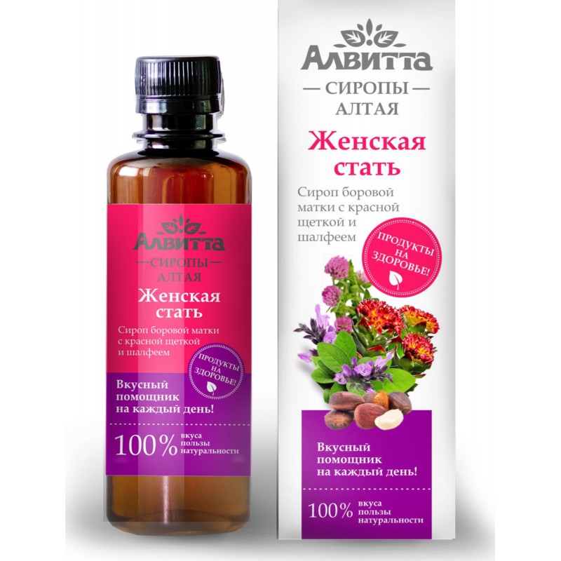 Laimes palēcītes sīrups ar sarkano rodiolu un salviju "Sievietes būtība" 200ml Alvitta «Zenskaya Stat»