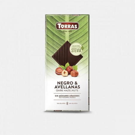 Dark chocolate with hazelnuts, Torras Stevia, 125 g