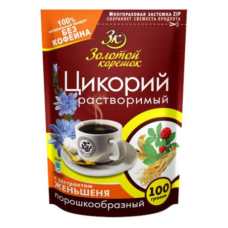 Instant chicory with ginseng 100g ZIP package 'Golden root'